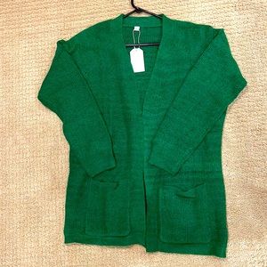 Kelly green cardigan with pockets XXL